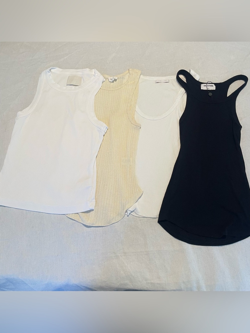 4 Designer Ribbed Tank Tops Bundle XS/S Mixed Brands